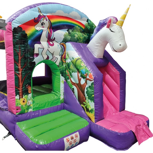 Springkussen Unicorn (Met Glijbaan)